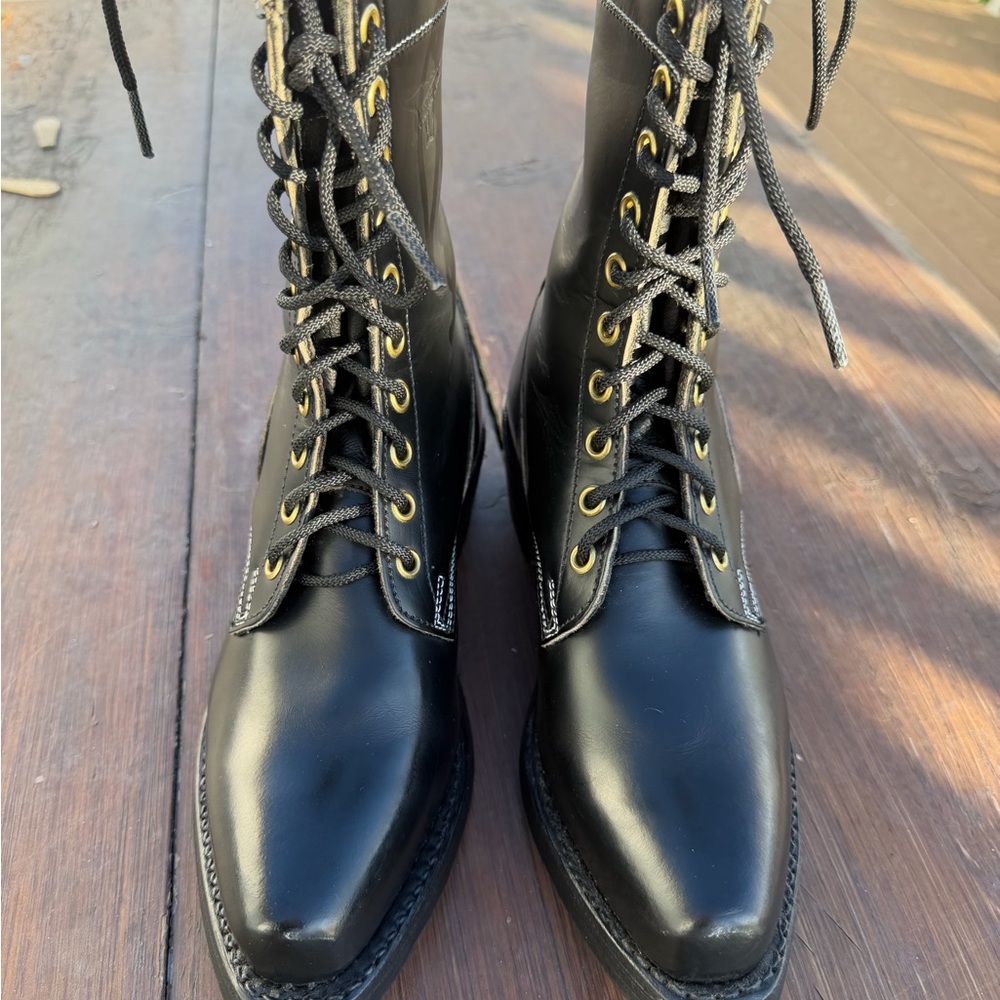 Sleek Black Lace-Up Women's Combat Boots